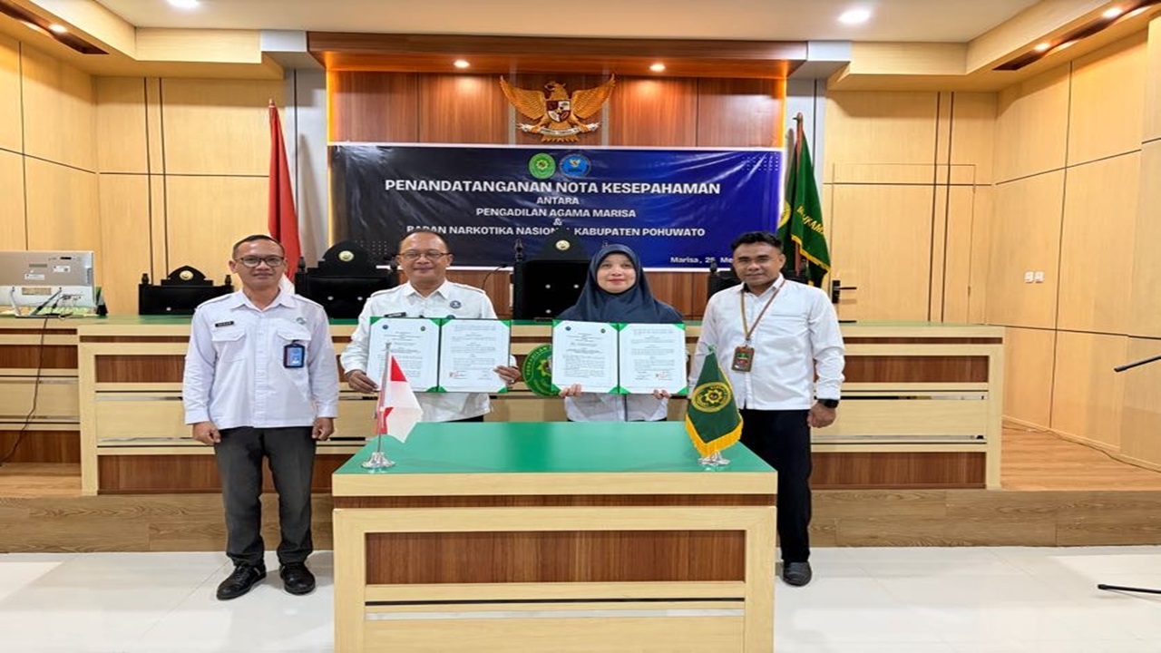 Pengadilan Agama Marisa Gelar Penandatanganan MoU, Sosialisasi P4GN dan Tes Urine.